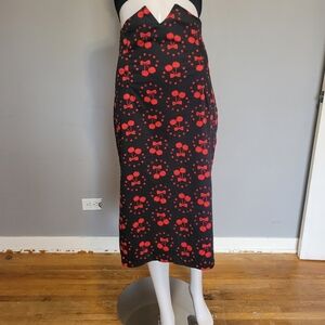 Collectif Cherry Midi Skirt with Notched Waist, VGUC, Size 12